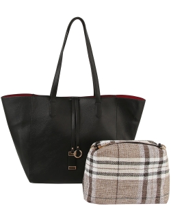 Fashion 2-in-1 Shopper Tote Bag LH129 BLACK